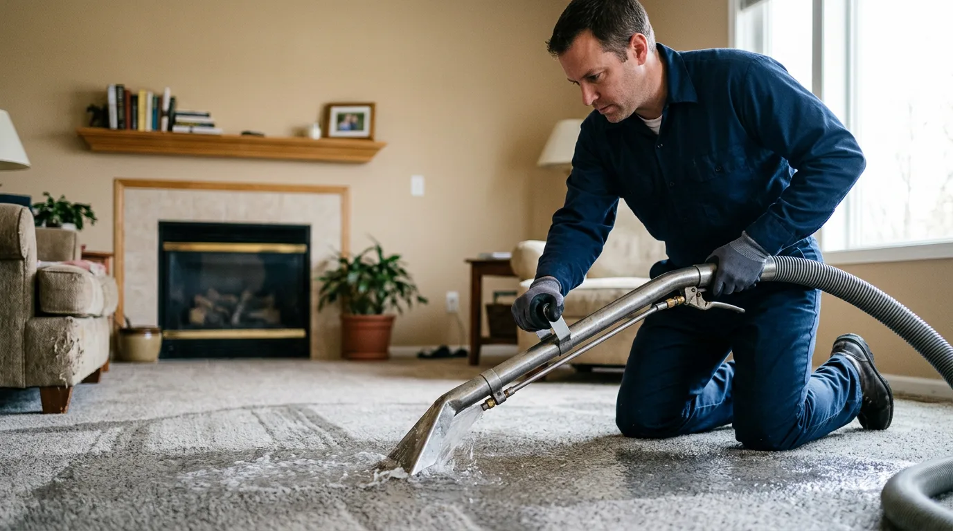 Water damage restoration technician working near Fisher, IL